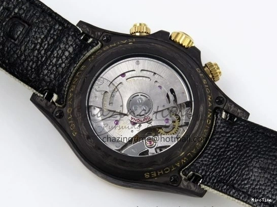 MiroTime 0513 Refined Daytona DIW Carbon Case DIWF Edition Black White Dial Orange Diamonds Bezel on White Nylon Strap A 1668